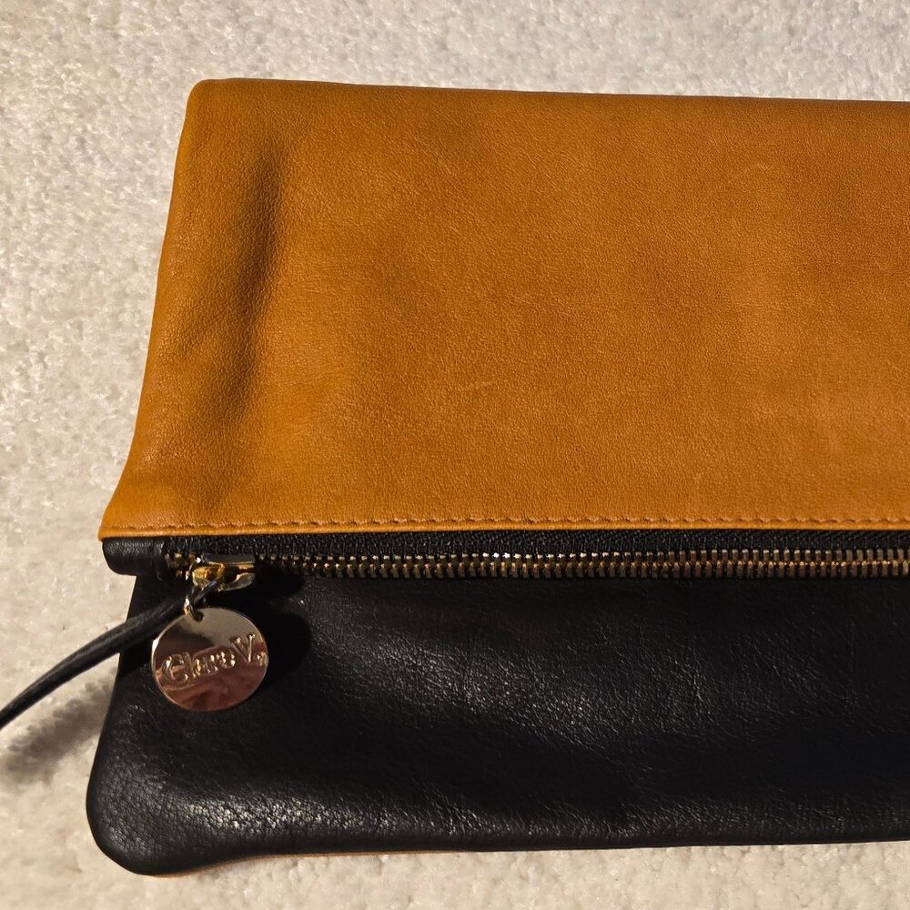 Foldover Clutch -Camel & Black